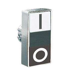 8LM2TB7124 Толкатель двойной кнопки нажатия, в металлическом корпусе, без фиксации, утапливаемые кнопки, (без крепежного основания ..AU120), цвет кнопок: белый/черный, с символами I-O