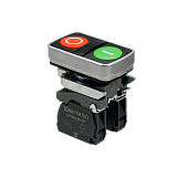 MTB4-BL8325 Кнопка двойная плоская, красная/зеленая, маркировка "I+O", 1NO+1NC, IP65, металл