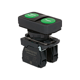 MTB5-AL2633 Кнопка двойная плоская, зеленая, маркировка "I+II", 2NO, IP65, пластик