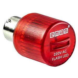 IKMF220K Светодиод LED 220VAC, цоколь BA15S, цвет красный, стробоскопический