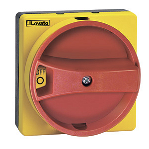 GAX61 Рукоятка утопленная с устройством блокировки двери, возможность блокировки навесным замком, красно-желтая, посад. размер 5x5мм, IP65