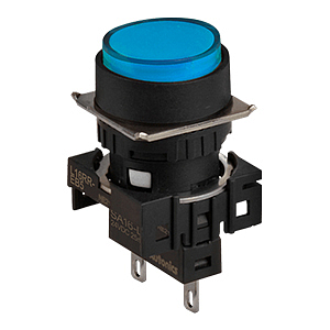 L16RR-EB5  Сигнальная лампа, плоская,круглая, выступающая,  16 мм, голубой, 5 Вольт