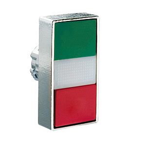 8 LM2T BL7113 Толкатель двойной кнопки нажатия с возможностью установки подсветки, в металлическом корпусе, без фиксации, утапливаемые кнопки, (без крепежного основания ..AU120), цвет кнопок: зеленый/красный