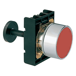 8LM2TR1004 Нажимная кнопка с пружинным возвратом, плоская, в комплекте с монтажным основанием и стержнем, красная
