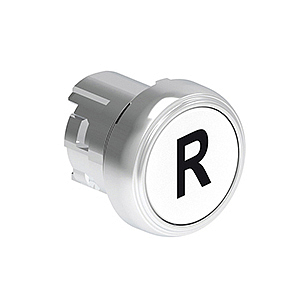 LPSB1178 Нажимная кнопка Platinum диаметром 22 мм, утапливаемая, без фиксации, с пружинным возвратом, символ R, цвет белый, (без крепежного основания LPXAU 120M)
