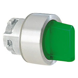 8 LM2T SL1303 Переключатель с подсветкой в металлическом корпусе с короткой ручкой (без крепежного основания ..AU120), 3 положения с фиксацией 1-0-2, цвет зеленый