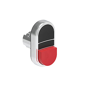 LPSB7212 Двойная кнопка нажатия с одной выступающей и одной утапливаемой кнопками без фиксации, цвета черный-красный, (без крепежного основания LPXAU 120M)