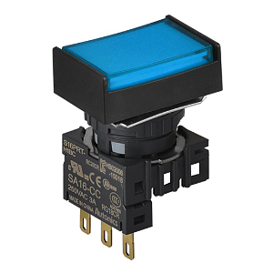 S16PRT-H3BC12 BLUE/1C/LED 12V Кнопочный выключатель, прямоугольный, 16 мм