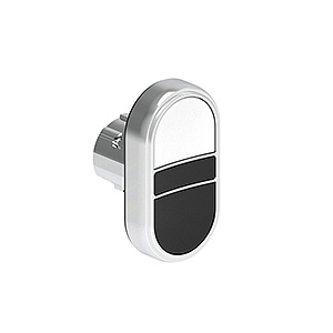 LPSB7114 Кнопка нажатия с двумя плоскими, утапливаемыми кнопками без фиксации, цвета белый-черный, (без крепежного основания LPXAU 120M)