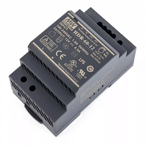 HDR-60-12, Источник питания Mean Well,  12В,5А,60Вт, диапазон регулировки напряжения 10.8 ~ 13,8VDC