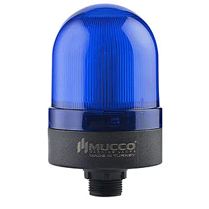 SNT-S725-F-4 Сигнальный маяк 70 мм, куполовидный, монтаж гайкой 22 мм, мигающее свечение, Синий, 220V/AC, IP65.