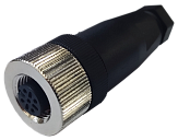 QE12-N4F разъём прямой M12, 4-pin, мама (гнездо), медно-никелевый сплав + PVC; А-кодирование, Imax-4A, 250VAC/DC, IP67, -40˚С…85˚С, под кабель 4...6мм, винтовые зажимы