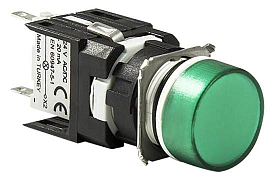 D090YXY Сигнальная арматура 16 мм, круглая 12-24 AC/DC зелёная