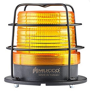 SNT-925-B-ND-KFS-3 Сигнальный маяк 90 мм, датчик освещенности, 5 режимов свечения, Жёлтый, 85-260V AC/DC, IP65. Зуммер