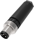 QE8-W3F разъём прямой M8, 4-pin, папа (штекер, вилка), медно-никелевый сплав + PVC; Imax-4A, 60VAC/DC, IP67, под кабель 4…5мм, -40˚С…85˚С