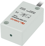 LE16SF02DPO Датчик индуктивный прямоугольный 16x12x28 мм, пластиковый корпус, чувствит. часть сбоку, выход PNP НО, расст. сраб. Sn=2 мм, питание 10…30 VDC, 1000 Гц, IP67, кабель 2 м