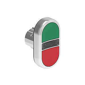 LPSBL7113 Двойная кнопка нажатия без фиксации с белым световым индикатором, с двумя утопленными кнопками, цвета зеленый и красный, (без крепежного основания LPXAU 120M)