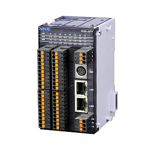 XL5E-32T4 Контроллер ПЛК, 16 вх./16 вых., транзист. вых., питание 24VDC; 4 AB фазовых скоростных счетчика,  4 скоростных имп. вх., функции ПИД,  RS485, RS232, порт Ethernet,  расширяются платами BD и модулями ED. Поддерживают Ethernet коммуникации