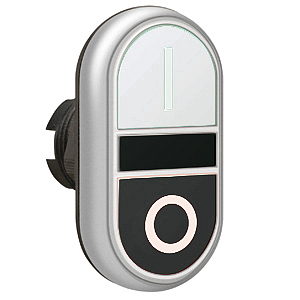 LPCB7124 Двойная кнопка нажатия, 2 плоских кнопки с пружинным возвратом, цвет белый/черный, символы I-O