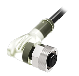 QE12-N5G5-P-U Разъём угловой с кабелем, для датчиков с PNP- вых., M12, 5-pin, мама (гнездо), LED инд.: зеленый(питание) / желтый(сигнал), медно-никелевый сплав + PVC, Imax-4A, 250VAC/DC, IP67; Кабель: PUR, стойкий к маслу и изгибам, 5-жил., длина 5 м