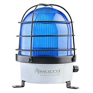 SNT-D12522-B-KFS-4 Сигнальная лампа в алюминиевом корпусе, стробоскопический эффект, Синий, 85-260V AC/DC, IP65. Зуммер