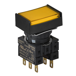 S16PRT-H3Y2C24 YELLOW/2C/LED 24V Кнопочный выключатель, прямоугольный, 16 мм