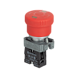 MTB2-BSC42 Кнопка грибовидная аварийной остановки с окном, красная, 40 мм, возврат поворотом с фиксацией, 1NC, IP65, металл