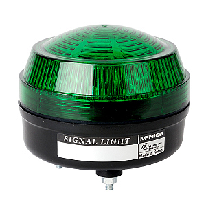 MS86L-B02-G-F Светодиодная сигнальная лампа d=86мм, питание 24VAC/DC, постоянное + мигающее свечение + зуммер (80дБ на раст. 1 метр), цвет зеленый, низкопрофильный тип плафона