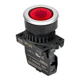 L3RF-L3RD Круглая плоская сигнальная лампа, утопленная, LED 12-24VAC/VDC, цвет красный, диаметр 30 мм