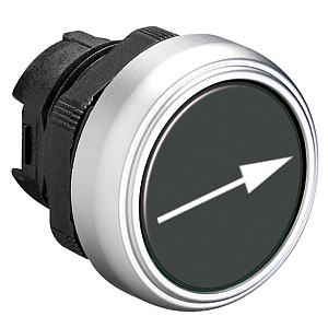 LPCB1142 Толкатель кнопки в пластиковом корпусе, утапливаемый, без фиксации, (без крепежного основания ..AU120), цвет черный, с символом "<---"