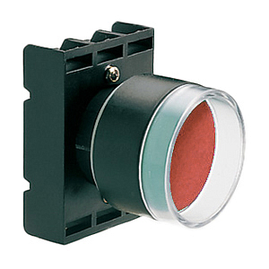 8 LP2T B304 Толкатель кнопки в пластиковом корпусе, с выступающим защиным кольцом без фиксации, (с крепежным основанием ..AU120), цвет черный