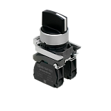 MTB4-BD83 Переключатель на 3 положения с фиксацией в левом, центральном положениях и возвратом из правого, короткая ручка, 2NO, IP65, металл