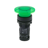 MTB7-EW43616 Кнопка грибовидная зеленая с подсветкой, Ø40 мм, 1NO, 220V AC, IP54, пластик