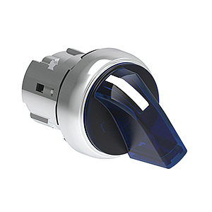 LPSSL1326 Металлический переключатель с короткой ручкой, d=22 мм, 3 положения 1>0-2, фиксация в центральном положении и справа, (без крепежного основания LPXAU 120M), цвет синий