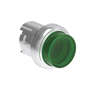 LPSQL203 Металлическая кнопка Platinum диаметром 22 мм, выступающая, с подсветкой, цвет зеленый, с фиксацией, возврат повторным нажатием, (без крепежного основания LPXAU 120M)