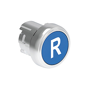 LPSB1176 Нажимная кнопка Platinum диаметром 22 мм, утапливаемая, без фиксации, с пружинным возвратом, символ R, цвет синий, (без крепежного основания LPXAU 120M)