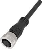 QE12-N4F5 Разъём прямой с кабелем. разъём: M12, 4-pin, мама (гнездо), медно-никелевый сплав + PVC, А-кодирование, Imax-4A, 250VAC/DC; Кабель: 4-жильный, длина 5 м