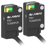 PSV-TC50DR-S Фотодатчик миниатюрный, на пересечении луча, размер 12x4,7x20 мм, расст. сраб. до Sn=50 см, красн. 640 нм, питание 10-30VDC, IP65, кабель 2м / (T-тип) излучатель