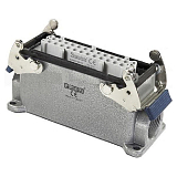 EBM24PD27 Кожух с гнездом металлический, 24 полюса, 16A, двусторонний ввод (PG 21), фиксаторы металл, IP65 (EMAS)