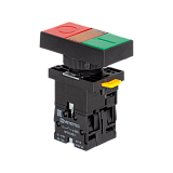 MTB2-EW8361 Кнопка двойная плоская с подсветкой, красная/зеленая, маркировка "I+O", 1NO+1NC, 24V AC/DC, IP40, пластик