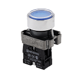 MTB2-BAF61 Кнопка плоская синяя, 1NO, IP67, металл