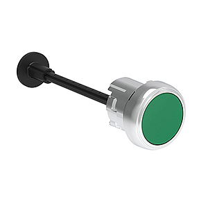 LPSR1003 Нажимная кнопка для механического управления без фиксации, утапливаемый тип (ход 5,2 мм). Регулируемая длина 0...150 мм., в комплекте с стягой, (без крепежного основания LPXAU 120M), цвет зеленый