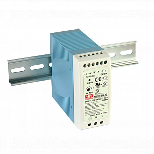 MDR-60-12 Источник питания Mean Well  на DIN-рейку в пластиковом корпусе, U вх. 85...264 В AC или 120...370 В DC,  U Вых. = 12VDC, 5A,  60Вт, размер 40х90х100 мм, 350 гр.