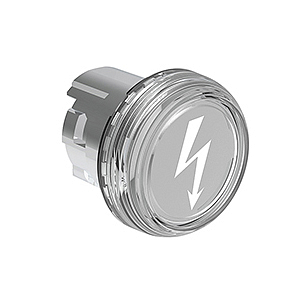 LPSL1187 Колпачок светового индикатора с символом "опасное напряжение", металлический корпус, под диаметр отверстия d=22 мм, (без крепежного основания LPXAU 120M), бесцветный