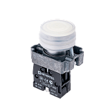 MTB2-BPZ111 Кнопка в кожухе, белая, 1NO, мет.