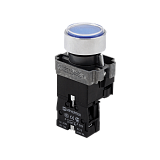 MTB2-BWF3661 Кнопка плоская синяя с подсветкой, 220V AC/DC, 1NO, IP67, металл