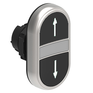 LPCBL7191 Двойная черная кнопка нажатия с белой подсветкой, пружинный самовозврат обеих кнопок, стрелки вверх-вниз