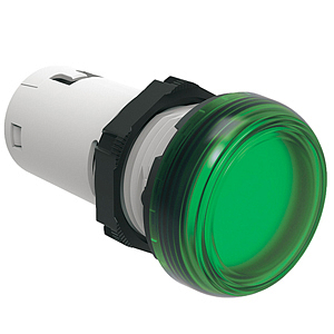 LPMLA3 Моноблочный светодиодный индикатор, d=22 мм, постоянное свечение, 12VAC/DC, Т= -25...+70 C, IP66, IP67, IP69K с передней; IP20 с задней стороны, Цвет зеленый