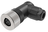 QE8-N3G Разъем угловой M8, 3pin, мама (гнездо), медно-никелевый сплав + PVC; Imax-4A, 60VAC/DC, IP67, -40˚С…85˚С, под кабель 4...6мм, винтовые зажимы preview