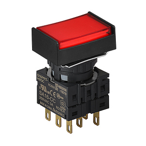 S16PRT-H2R3C RED/3C Кнопочный выключатель, прямоугольный, 16 мм